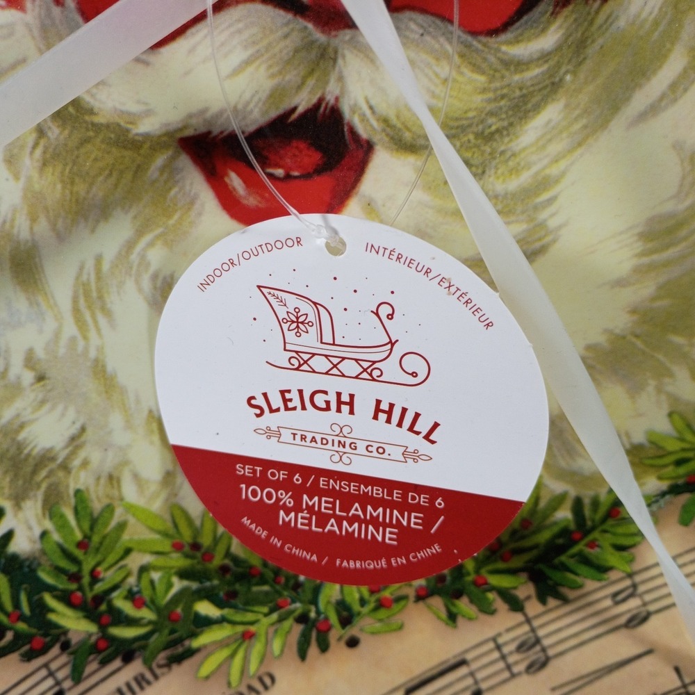 Sleigh Hill Vintage Santa 12" Melamine Dinner Plate Set of 6 NEW‎ Christmas - Picture 2 of 4